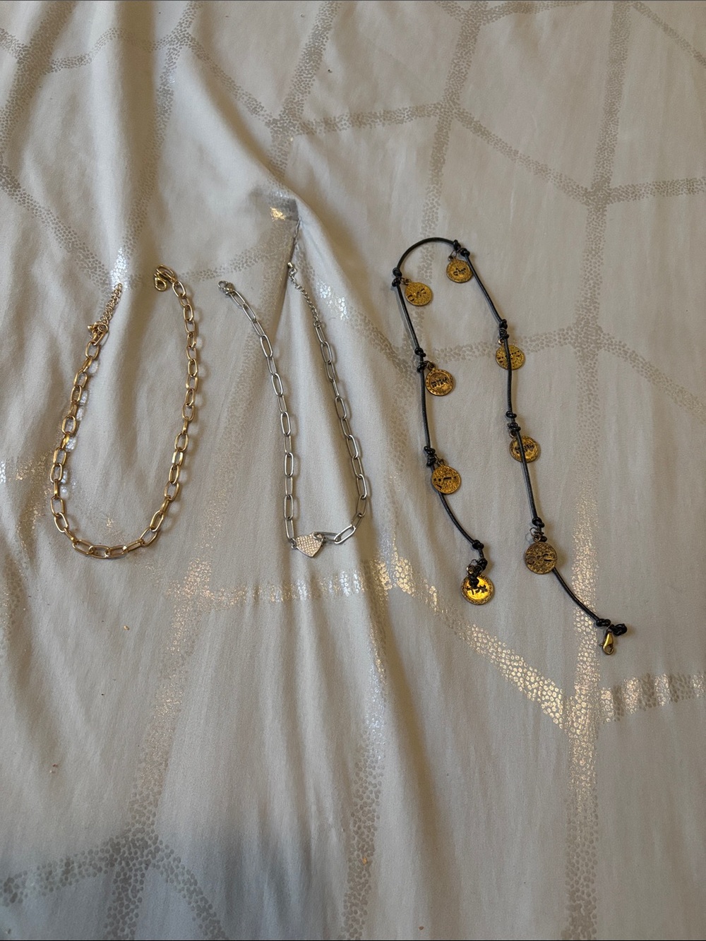 Gold and Silver Chain necklaces Set with Coin Charm Necklace - Women Jewelry